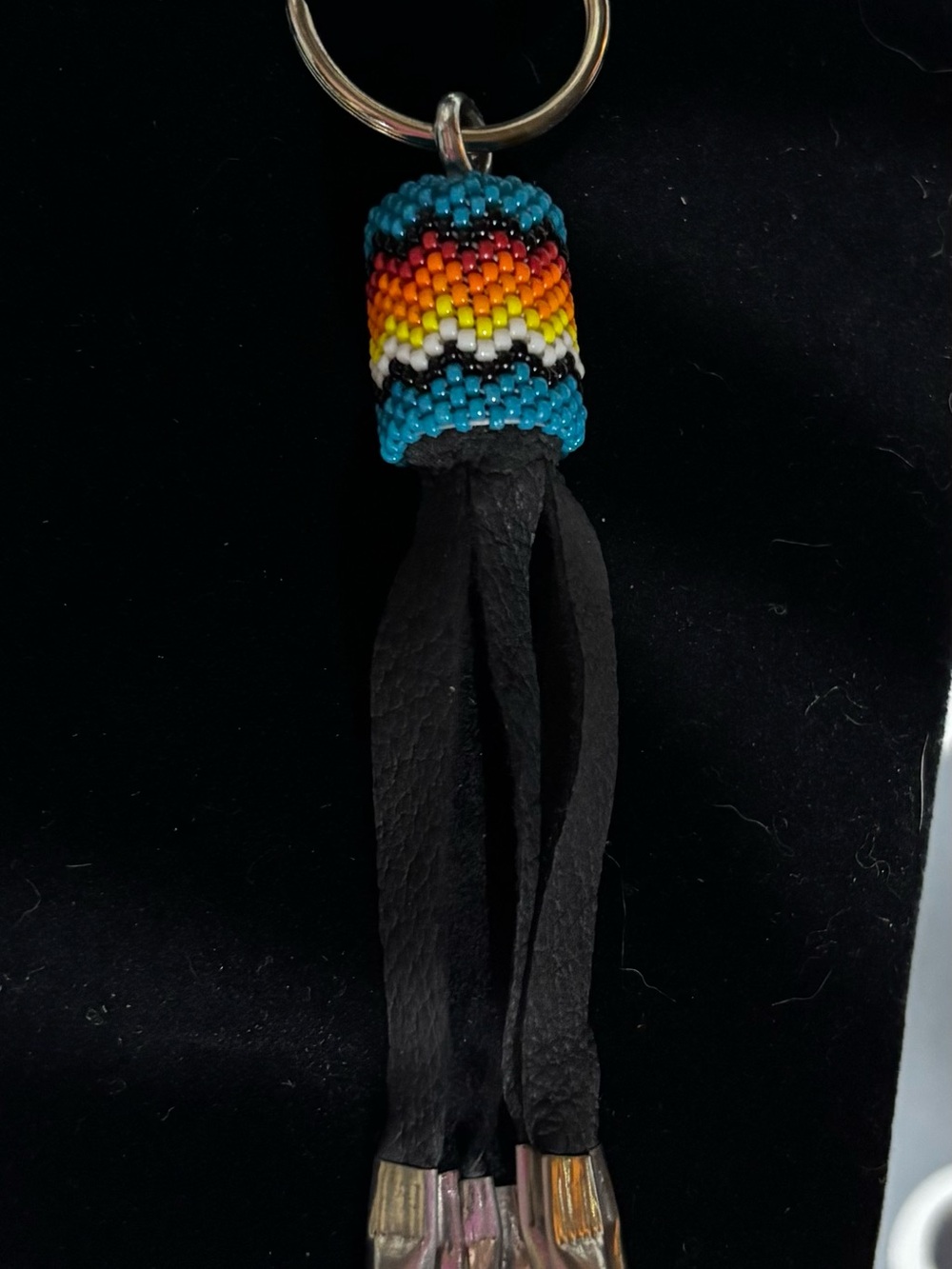Handmade Beaded Tassel Keychain - Turquoise, Red, Yellow, White, Black